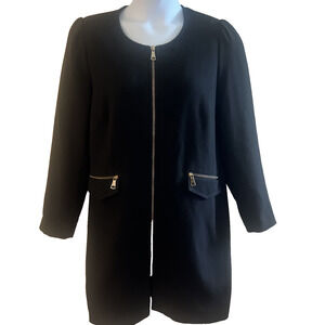 CITY CHIC 14 Black Heavy Women's Elegant Classic Winter Coat Jacket Gold Zipper